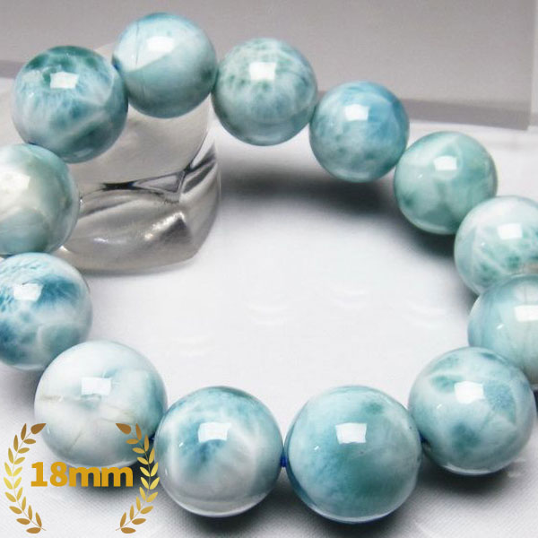 ☆愛と平和の石☆ストレスや困難を軽減し前向きな力を与えてくれる☆ ラリマー ブレスレット 18mm [L2-2002]