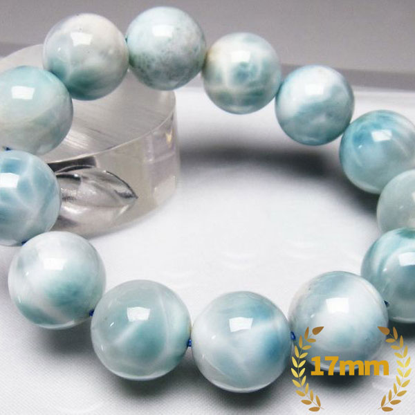 ☆愛と平和の石☆愛情と思いやりに満ちた関係を深める☆ ラリマー ブレスレット 17mm/カラーセラピー（ブルー）/[L2-2045]