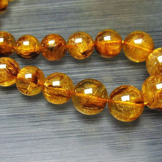 ゴールドタイチンルチル ネックレス 6mm [L399-37]