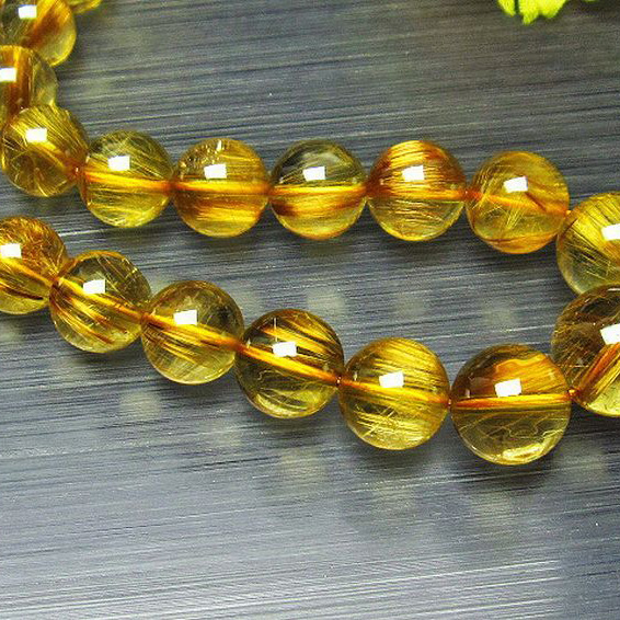 ゴールドタイチンルチル ネックレス 6mm [L399-46]