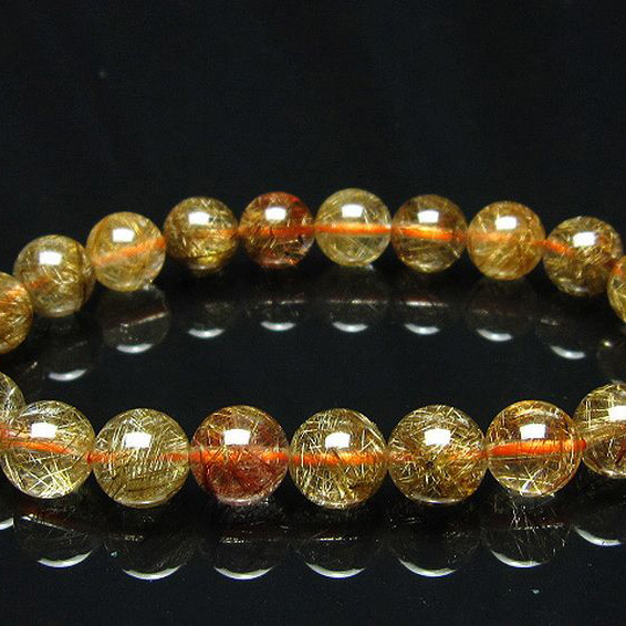 赤プラチナルチルクォーツ ブレスレット 9mm [L4-1222]