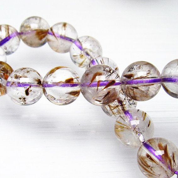 カコクセナイト インクォーツ ブレスレット 10mm [L48-386]