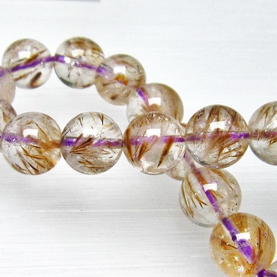 カコクセナイト インクォーツ ブレスレット 10mm [L48-673]