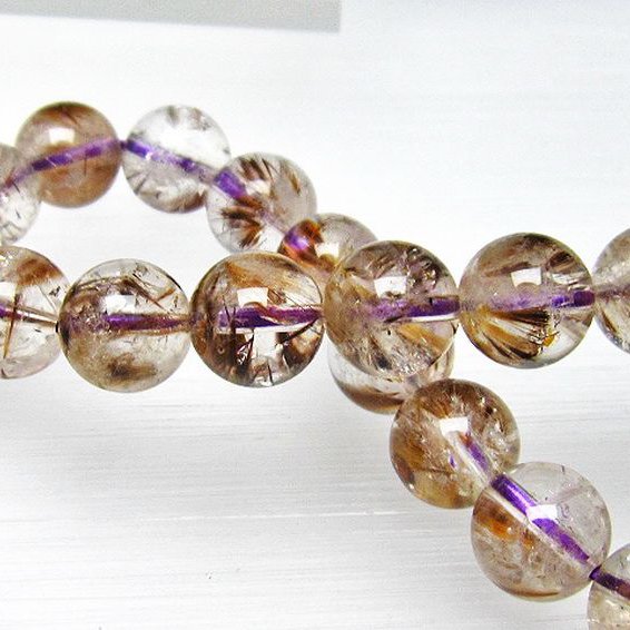 カコクセナイト インクォーツ ブレスレット 10mm [L48-755]