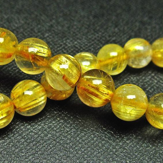 ゴールドタイチンルチル ブレスレット 8mm [L68-1374]