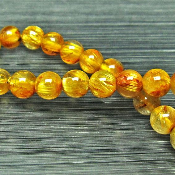 ゴールドタイチンルチル ブレスレット 7mm [L68-1472]