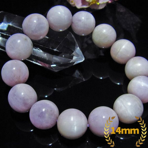 画像現物/キャッツアイクンツァイト ブレスレット 14mm  kunzite [H124-113]