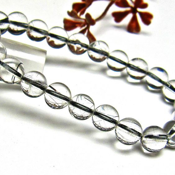 ブラックルチルクォーツ ブレスレット 8mm [H131-103]