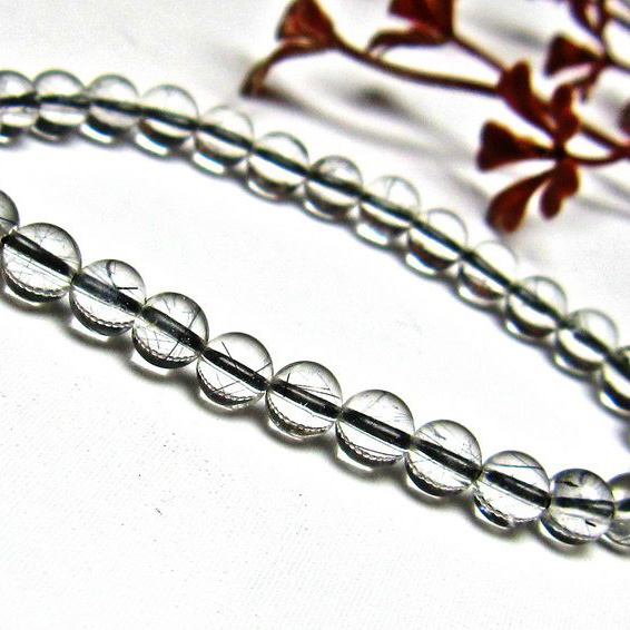 ブラックルチルクォーツ ブレスレット 6mm [H131-12]