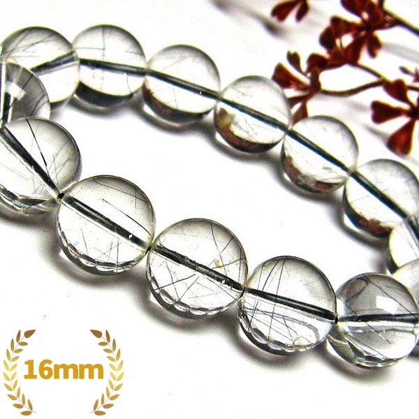 ブラックルチルクォーツ ブレスレット 16mm [H131-145]