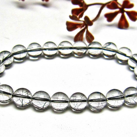 ブラックルチルクォーツ ブレスレット 8mm [H131-28]