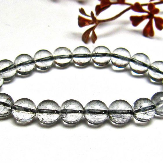 ブラックルチルクォーツ ブレスレット 8mm [H131-48]