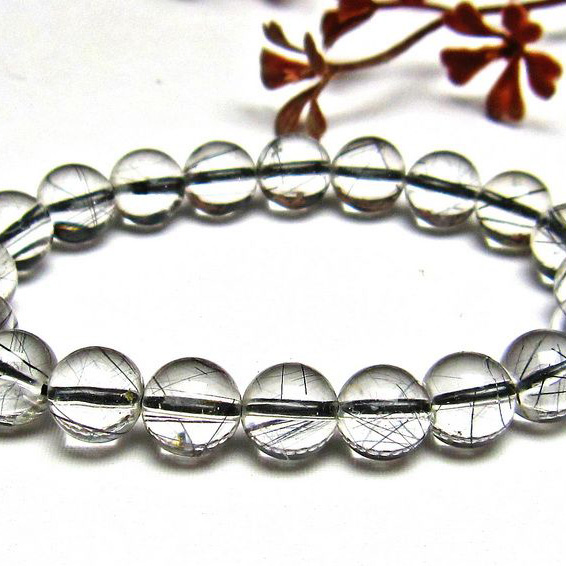 ブラックルチルクォーツ ブレスレット 9mm [H131-56]