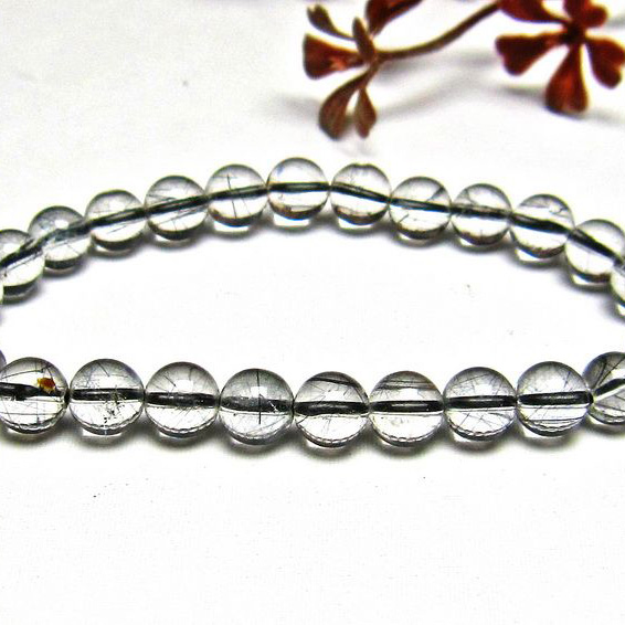 ブラックルチルクォーツ ブレスレット 7mm [H131-87]