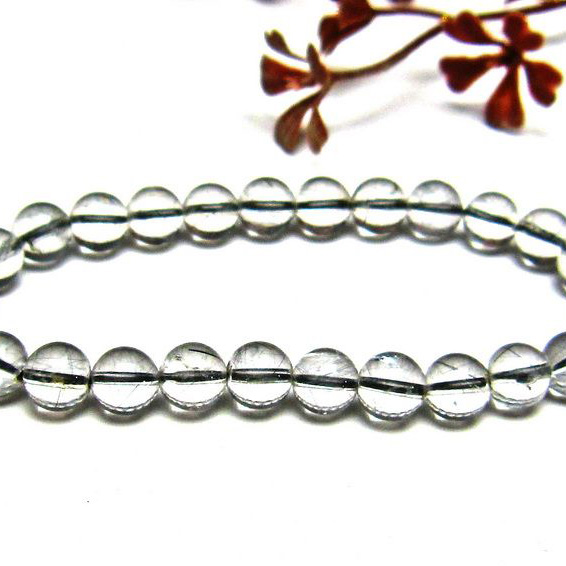 ブラックルチルクォーツ ブレスレット 7mm [H131-93]