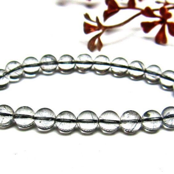 ブラックルチルクォーツ ブレスレット 7mm [H131-94]