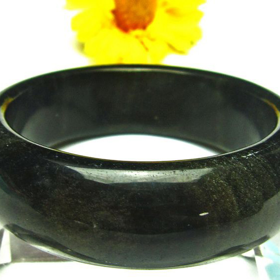 ゴールドキャッツアイオブシディアン バングル 58mm [H192-55]