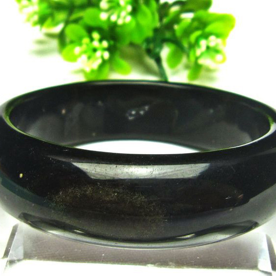 ゴールドキャッツアイオブシディアン バングル 58mm [H192-84]