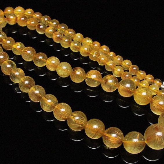 ゴールドタイチンルチル ネックレス 6mm [H213-15]