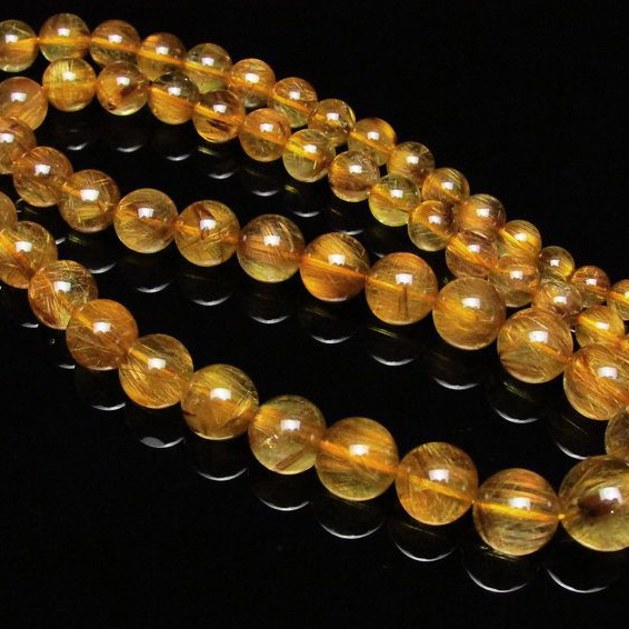 ゴールドタイチンルチル ネックレス 6mm [H213-18]