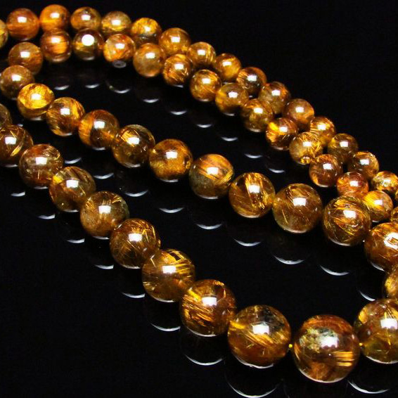 ゴールドタイチンルチル ネックレス 6mm [H213-36]