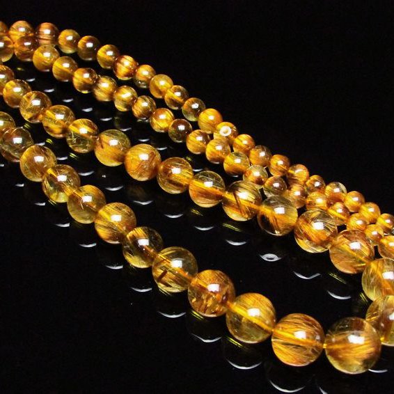 ゴールドタイチンルチル ネックレス 11mm [H213-37]