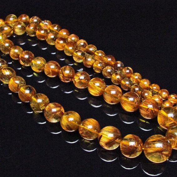 ゴールドタイチンルチル ネックレス 12mm [H213-38]