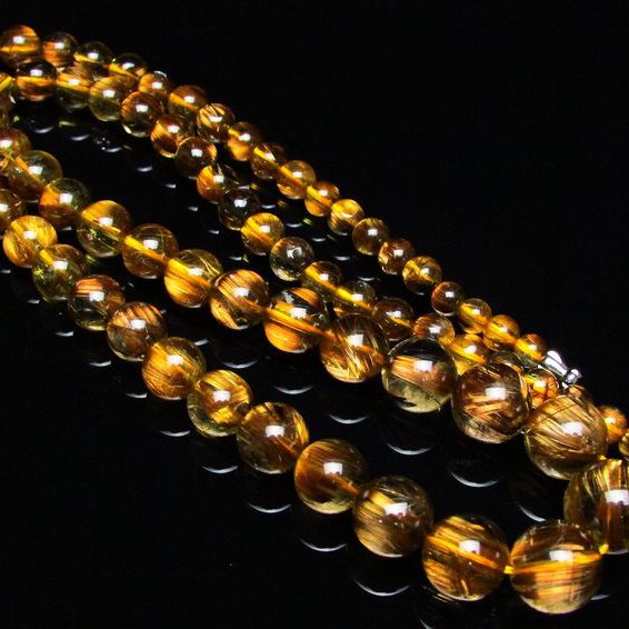 ゴールドタイチンルチル ネックレス 12mm [H213-41]