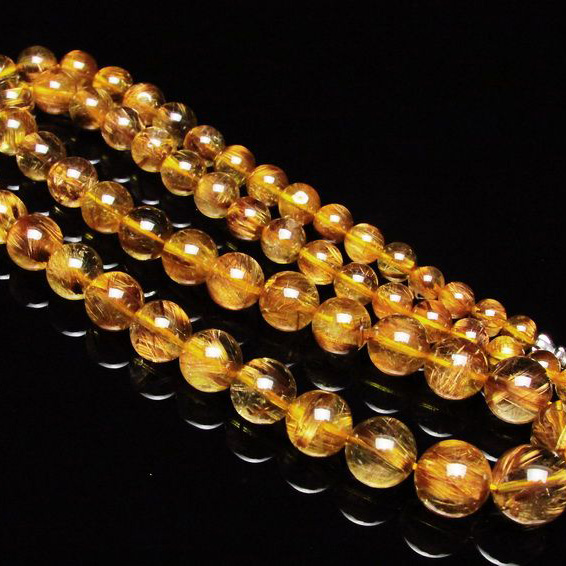 ゴールドタイチンルチル ネックレス 6mm [H213-5]