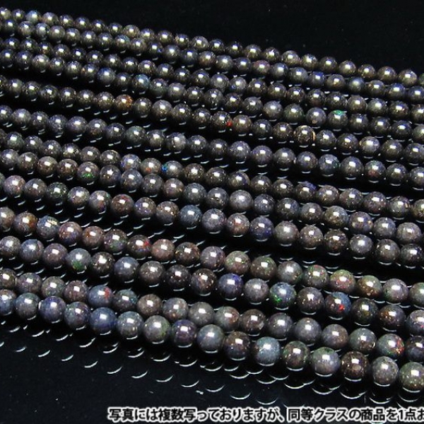 ブラックオパール 一連 ビーズ7mm 《rv》[H54-10]
