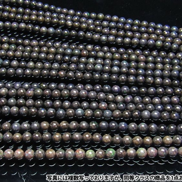 ブラックオパール 一連 ビーズ6mm 《rv》 [H54-16]