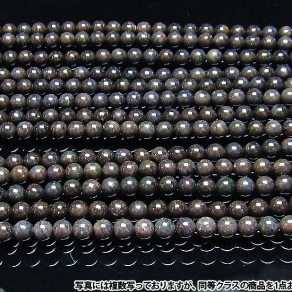 ブラックオパール 一連 ビーズ8.5mm 《rv》[H54-20]