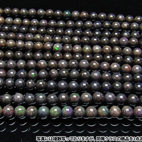 ブラックオパール 一連 ビーズ9.5mm 《rv》[H54-22]