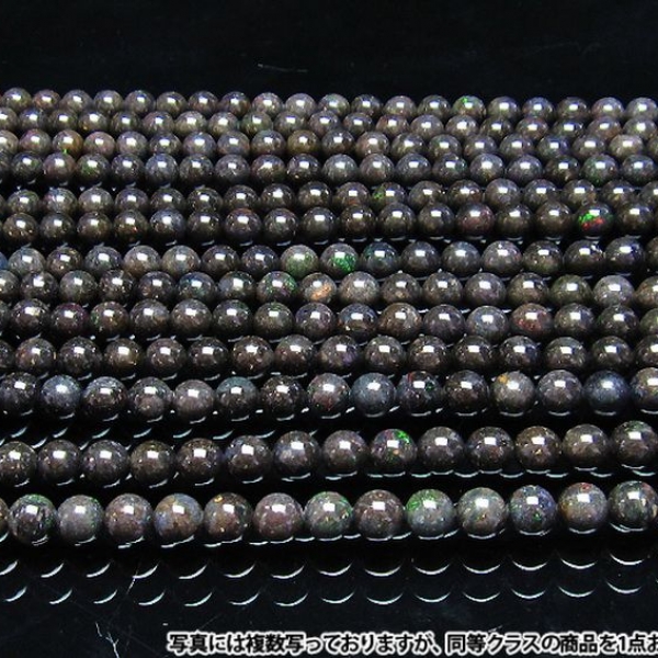 ブラックオパール 一連 ビーズ10mm 《rv》 [H54-23]