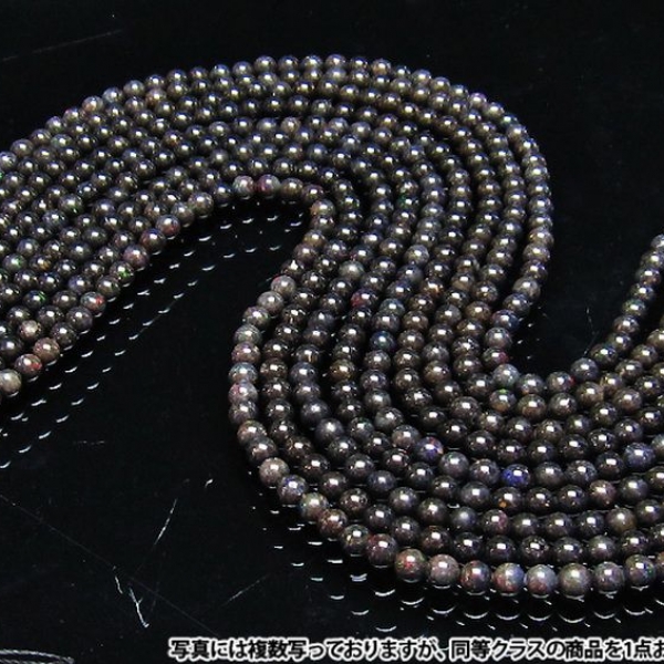 ブラックオパール 一連 ビーズ5mm 《rv》[H54-24]