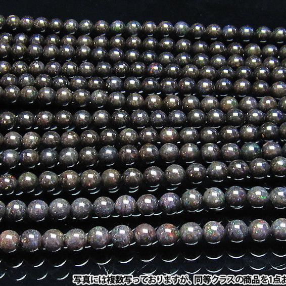 ブラックオパール 一連 ビーズ9.5mm [H54-31]