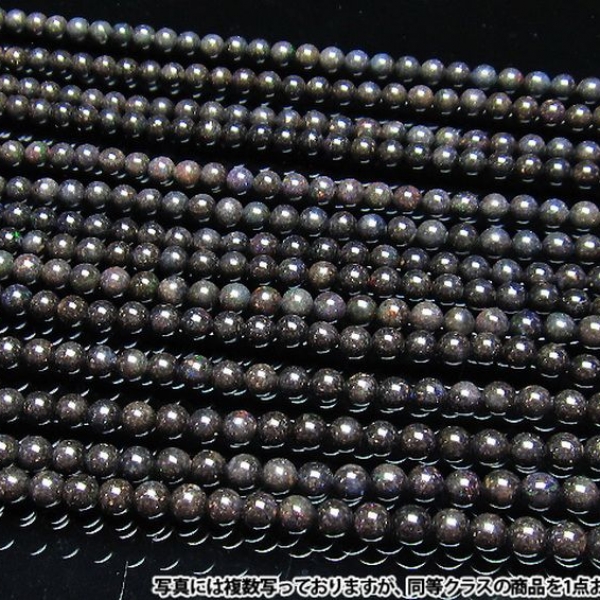 ブラックオパール 一連 ビーズ6.5mm 《rv》 [H54-9]