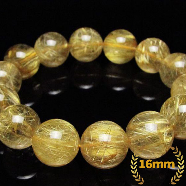 ゴールドタイチンルチル ブレスレット 16mm  [K1-1250]