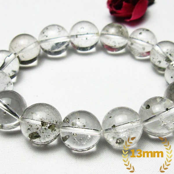 パイライト入り 水晶 ブレスレット 13mm  [K1-1603]