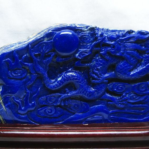 3.3Kg ラピスラズリ 手彫り 龍 置物[K1-1890]