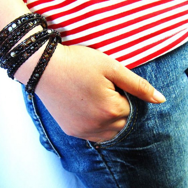 アゲート3重ブレスレットネックレス兼用可4mm