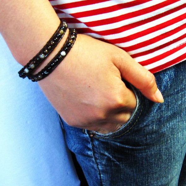 アゲート3重ブレスレットネックレス兼用可4mm