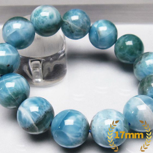 ☆愛と平和の石☆ストレスや困難を軽減し前向きな力を与えてくれる☆ ラリマー ブレスレット 17mm [L2-1976]