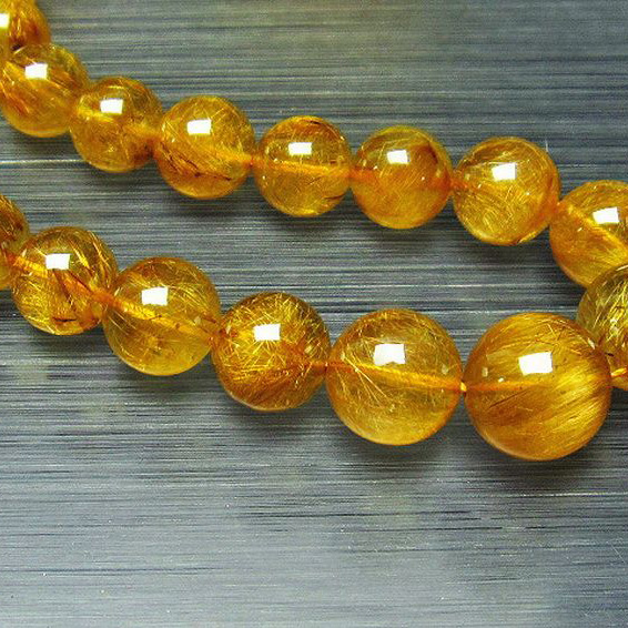 ゴールドタイチンルチル ネックレス 13mm [L399-12]   