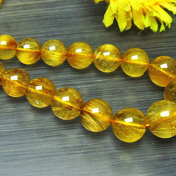 ゴールドタイチンルチル ネックレス 5mm [L399-16]