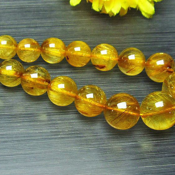 ゴールドタイチンルチル ネックレス 5mm [L399-18]