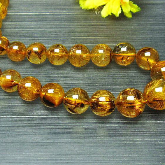 ゴールドタイチンルチル ネックレス 12mm [L399-30]   