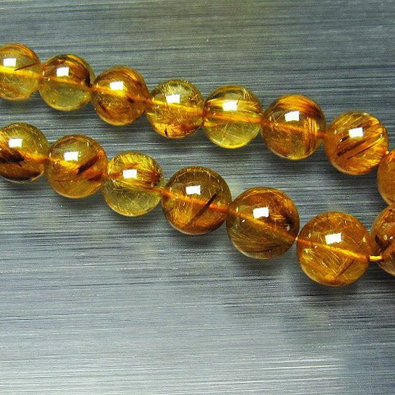 ゴールドタイチンルチル ネックレス 6mm [L399-35]