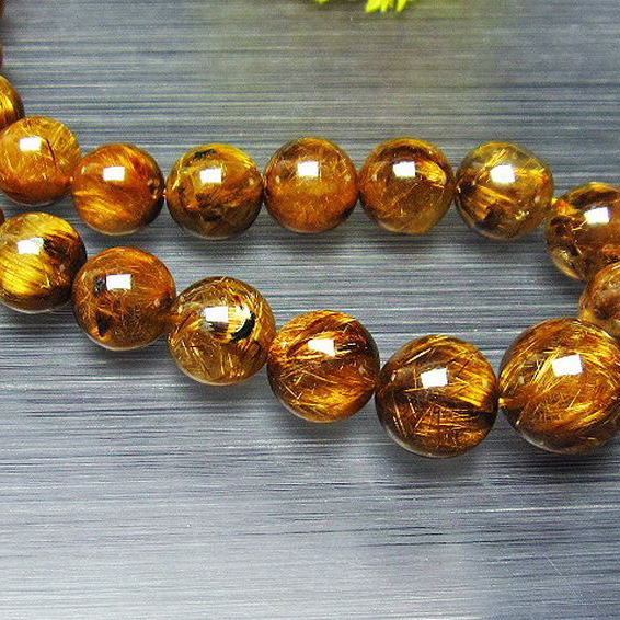 ゴールドタイチンルチル ネックレス 6mm [L399-39]