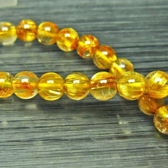 ゴールドタイチンルチル ブレスレット 6mm [L68-1462]